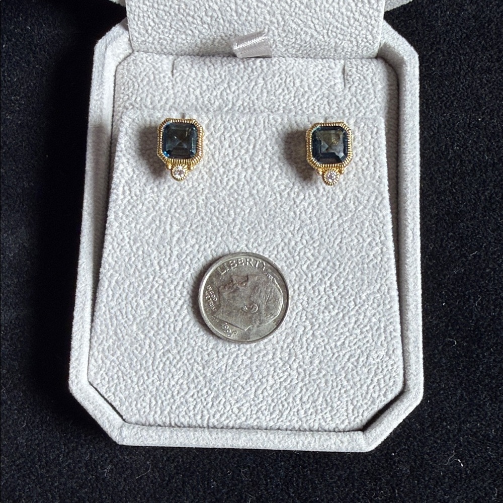 Judith Ripka 14k Gold Earrings with Topaz and Diamond